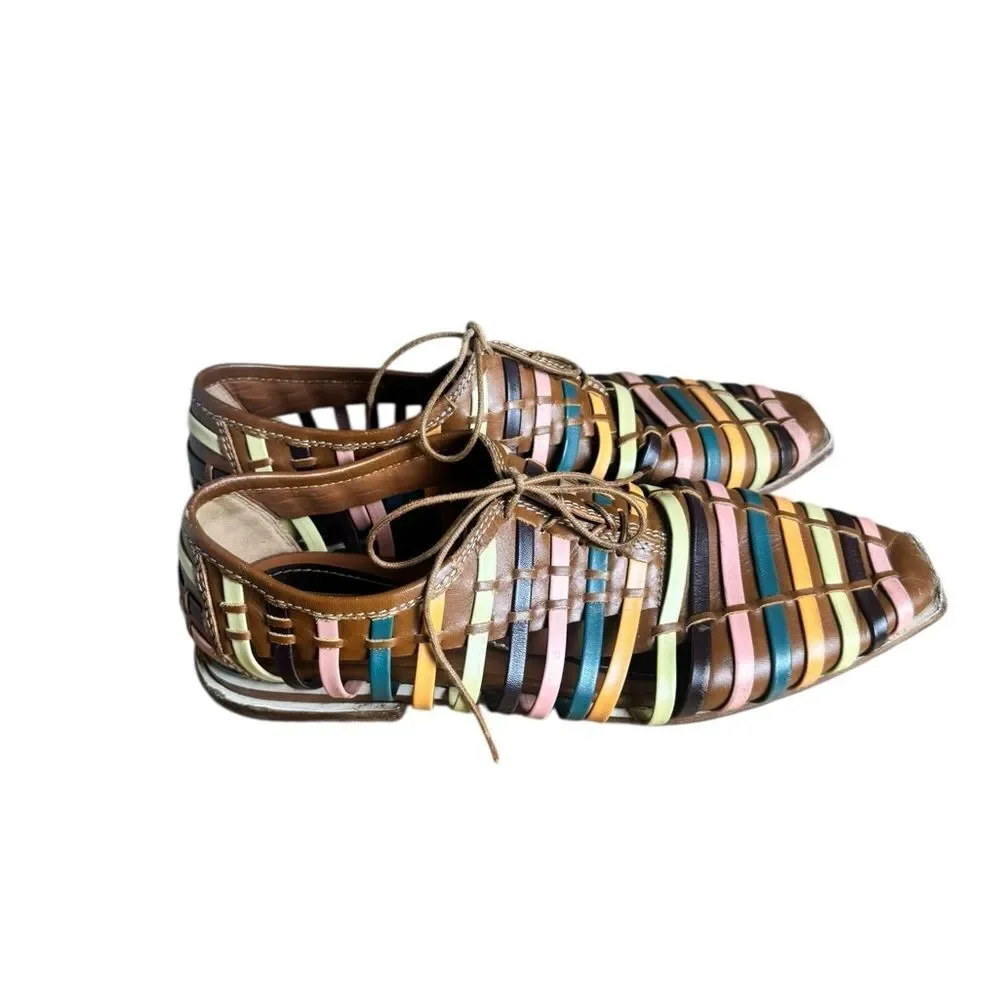 Zimmermann Woven Lace Up Derby Flats 39